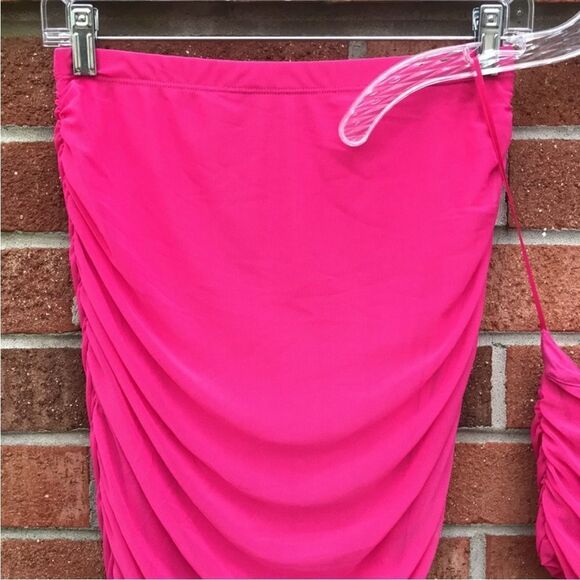 House Of Harlow 1960 2 Piece MIDI Skirt & Top Set Ruched Stretch Mesh sz xs - Picture 3 of 13